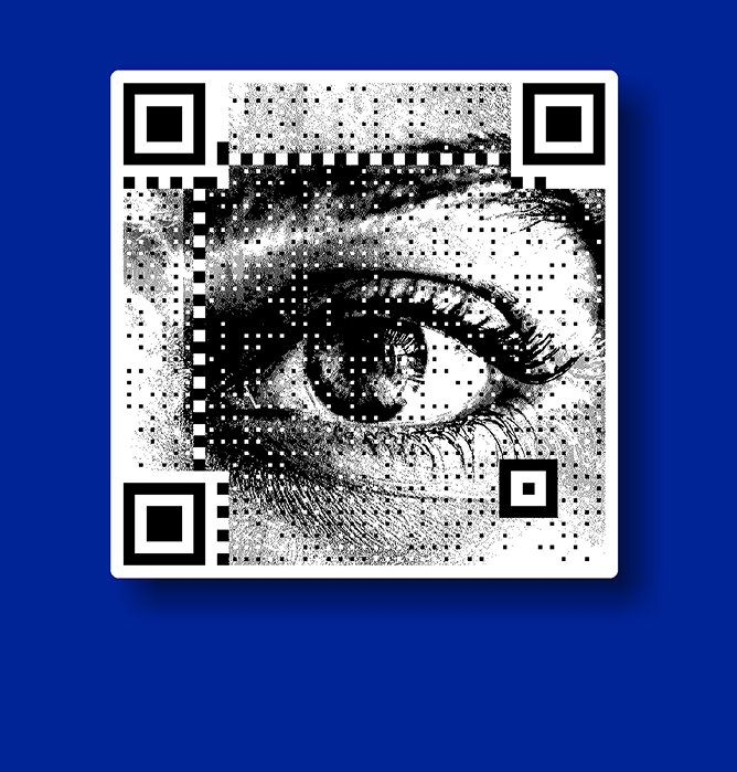 Photo-realistic QR code embedded inside a creative, demonstrating QRKY’s touchless interactive layer.