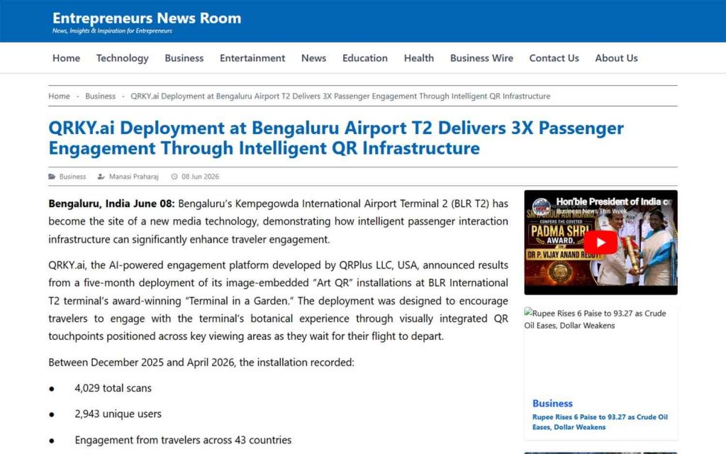 QRKY Bengaluru airport T2 news
